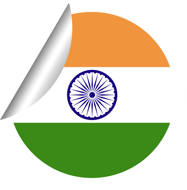 Sticker India flag round folded corner
